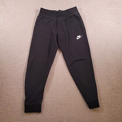 Nike Pants Boys Medium Black Sweatpants Check Swoosh Logo Joggers Athleisure