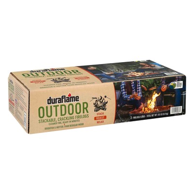 Duraflame Outdoor Roasting Firelog，3 Box Firelogs for 1 Crackling Campfire-3Pack
