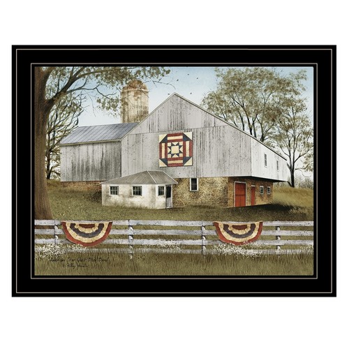 Настенный принт American Star Quilt Block Barn 4 в черной рамке
