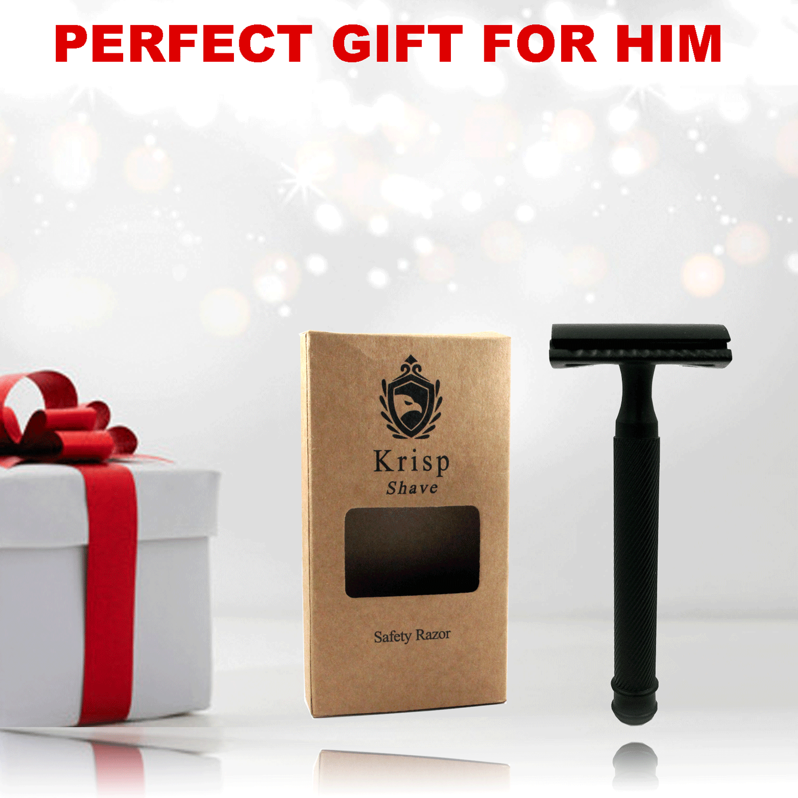 LONG HANDLE DOUBLE EDGE SAFETY RAZOR FOR MEN'S WET SHAVE + 10 SHAVING BLADES