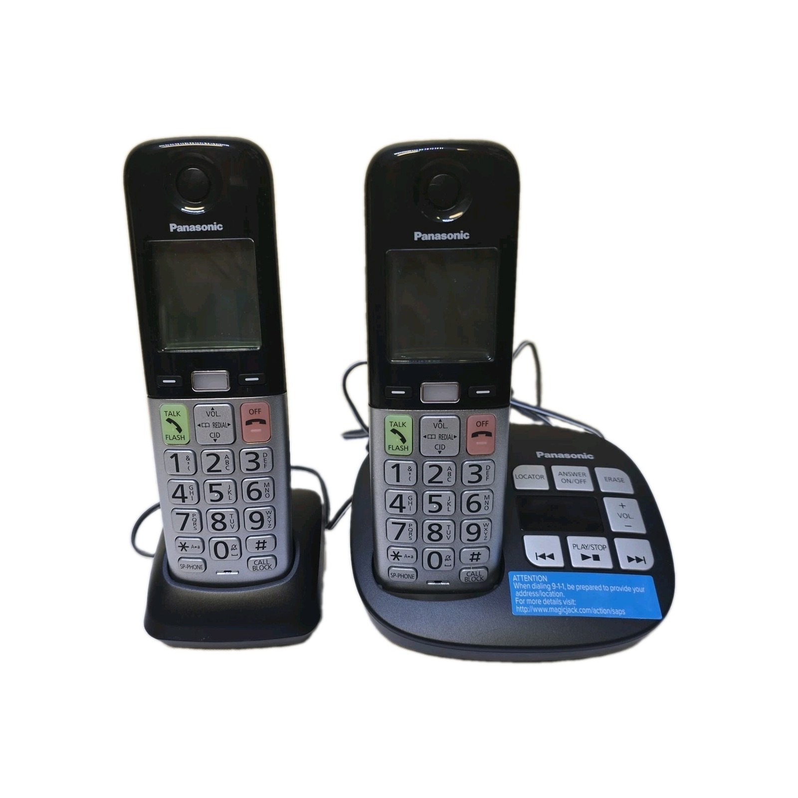 Panasonic KX-TGU432B Cordless Phone 2 Handsets Big Buttons Call Block Answering photo 2
