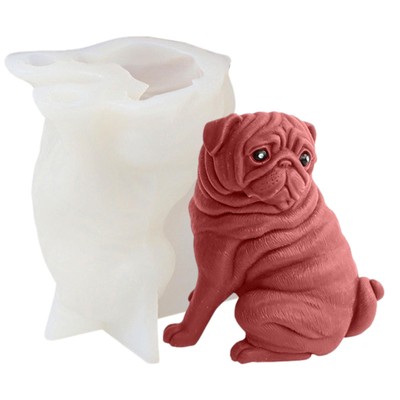 Cute Pug Dog Pet Animal Candle Silicone Mould Epoxy Resin Wax Soap Mold Dog Mold