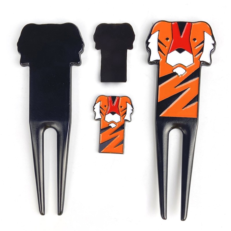 Cartoon Tiger Design Golf Ball Marker and Divot Tool Set Cute Golf Divot Tool