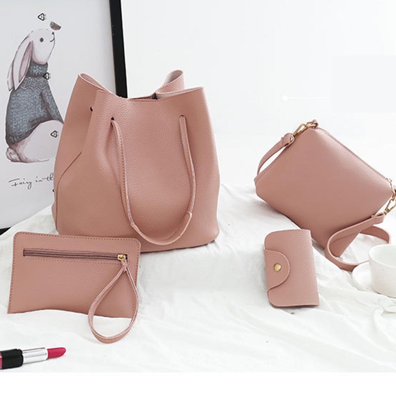 4Pcs/Set Women Lady Leather Handbags Messenger Shoulder Bags