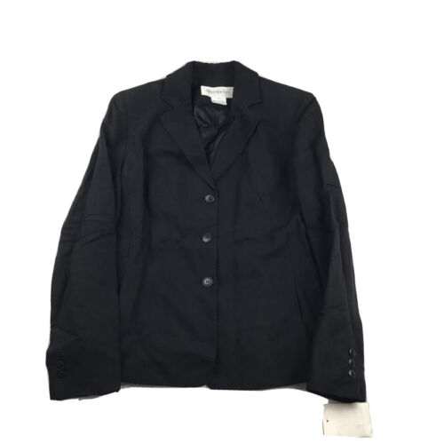 Jones New York Blazer Womens 6 Black Linen Blend Lined Jones New York Blazer Womens 6 Black Linen Blend Lined