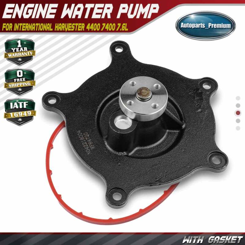 Engine Water Pump w/ Gasket for International Harvester 4300 4400 7300 7400 7.6L