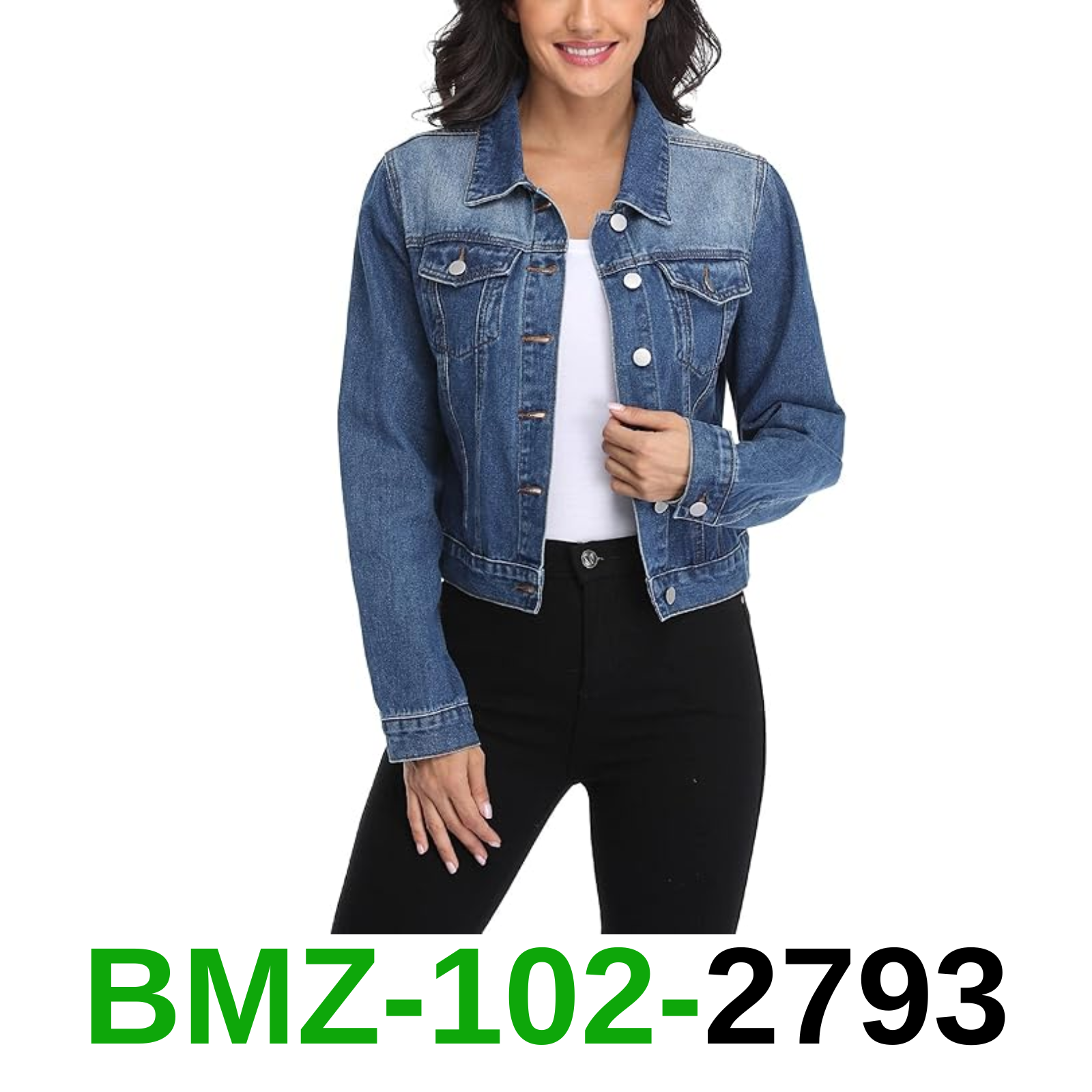 andy & natalie Women's Cropped Denim Jackets Casual Long Sleeve Basic Button, XS