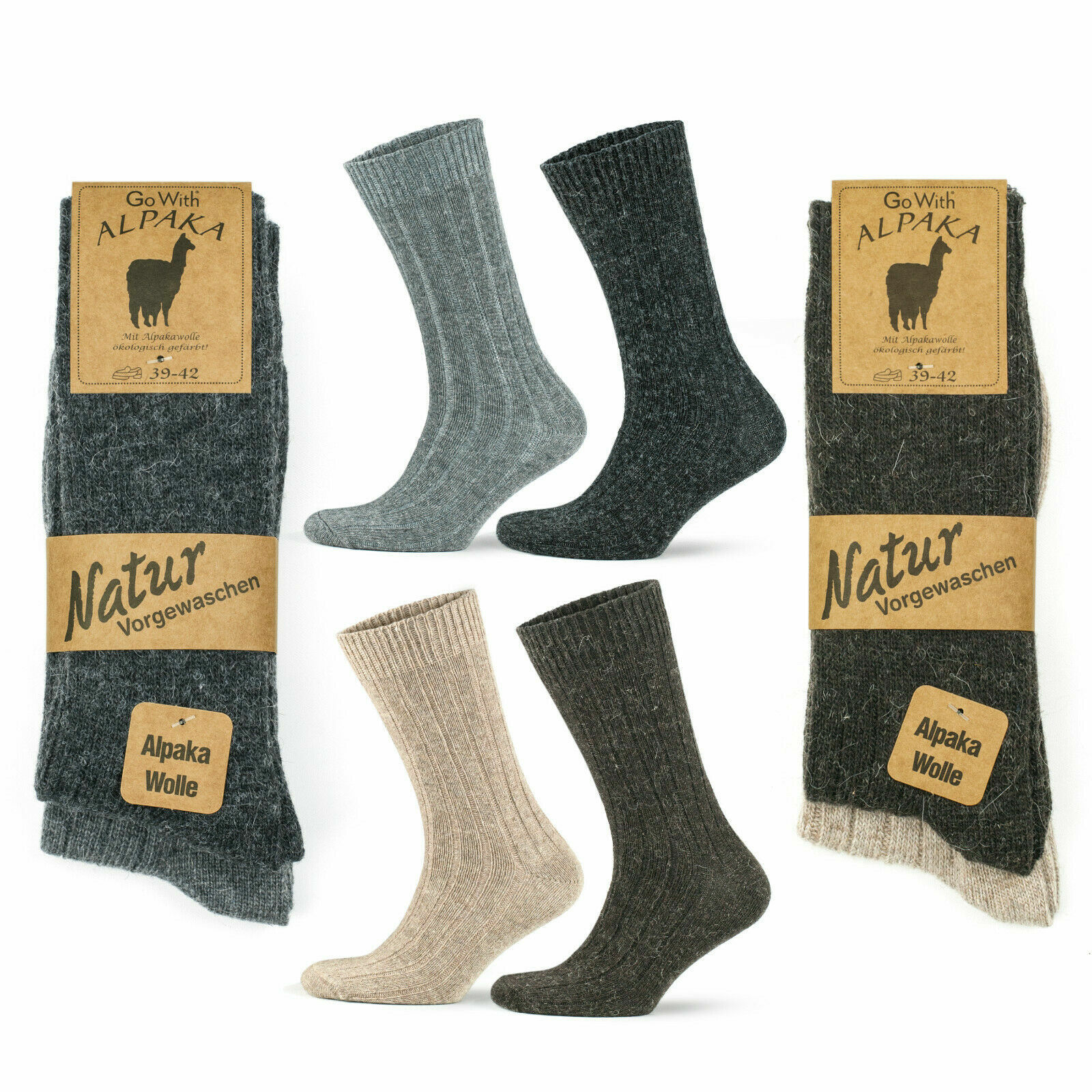 Alpaca Thermal Wool Socks for Women and Men - 2 PAIRS - Thick Knitted