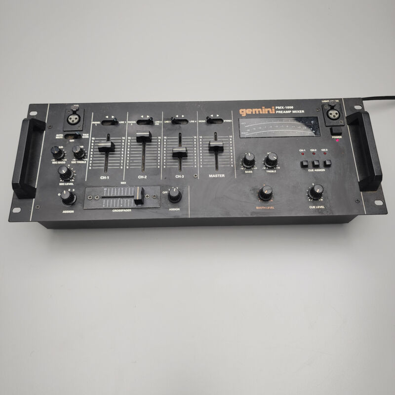 Gemini PMX-1000 DJ Mixer w/3 Channel Mic/Line Crossfades & Digital Meters🎉