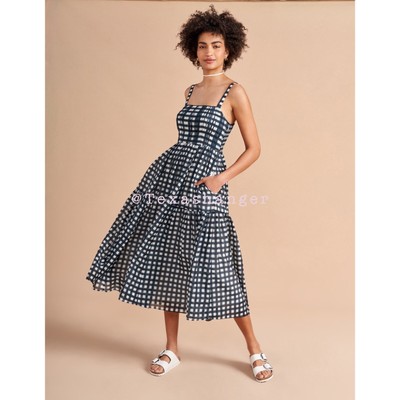 NWT La Ligne Lea Dress S Small Gingham Navy/White