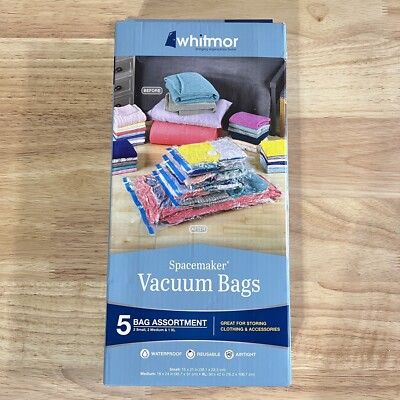 Whitmor Spacemaker Vacuum Bags - Set Of 5: 2 Small, 2 Med & 1 X-Large - NIB