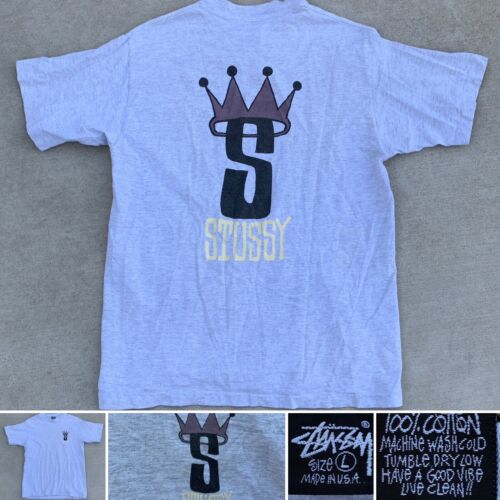 Vintage Stussy T Shirt Graphic Crown Logo Spell Out Surf Vintage Stussy T Shirt Graphic Crown Logo Spell Out Surf