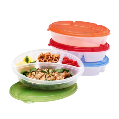 Easyboxes 4compartment Oval Containers Patented Design 8piece Set 4 Trays & 4 Fi
