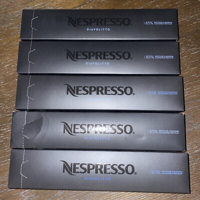 Nespresso Capsules Diavolitto 5 boxes  10 Count - 50 Capsules NIB BB 4/30/24