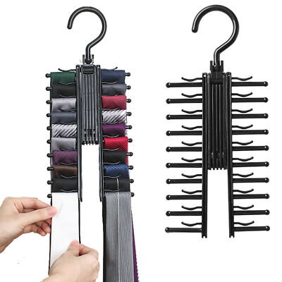 Non Slip Tie Rack Holder Tie And Belt Hanger Storage Clips Finish 20 Hooks