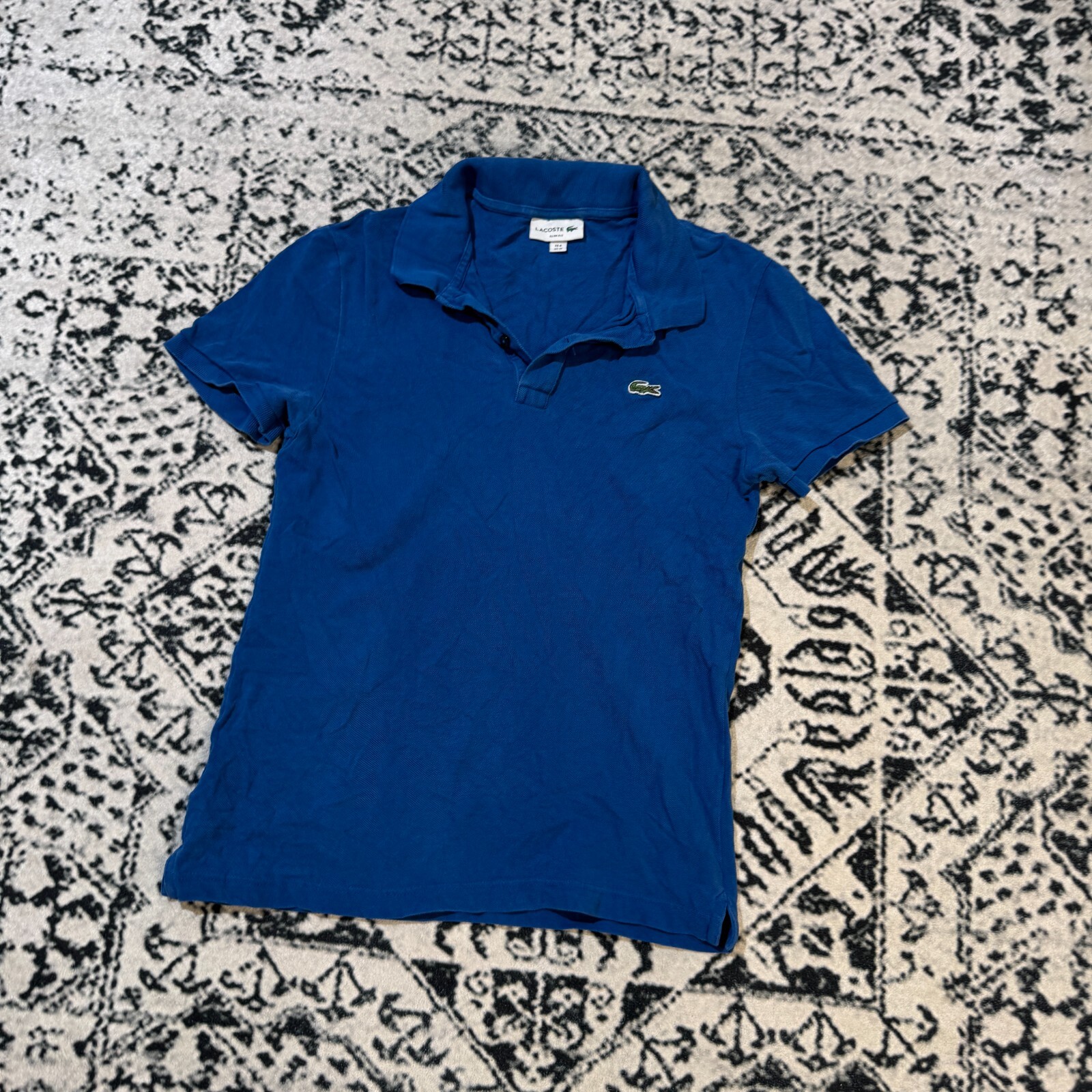 Vintage Lacoste Women's Blue Cotton Polo Shirt Size M Y2K