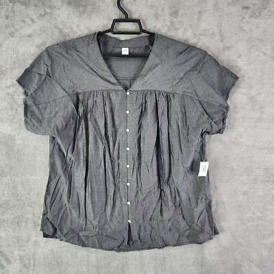 Womens Charcoal Black Old Navy Blouse Top Blouse Button Up V-Neck Size L