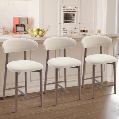 COLAMY Counter Height Bar Stools Set of 3, Upholstered Barstoo...