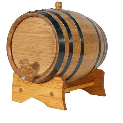 1 Gallon Oak Aging Barrel (5 Liter) with Stand, Bung and Spigot - Wooden Whis...
