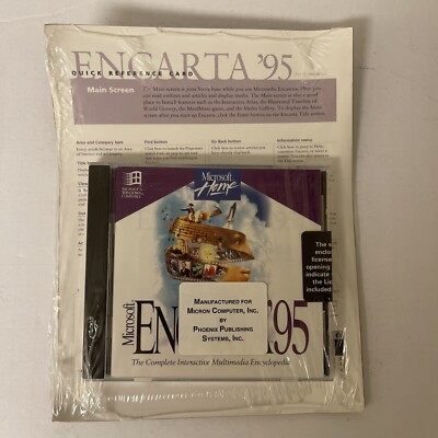 Brand New Microsoft Home Encarta 95 Encyclopedia For PC Sealed Rare