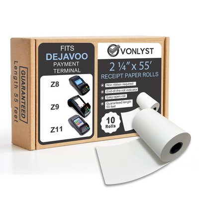 Credit Card Machine Paper Roll for Dejavoo Z8 Z9 Z11 (10 rolls)