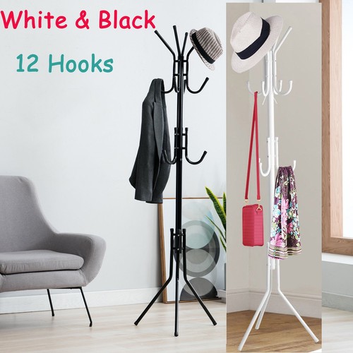 Sturdy Coat Rack Stand-Coat Hat Tree Coat Hanger Holder Stand for Clothes,Scarves,Handbags,Umbrella- 8 Hooks,Gray