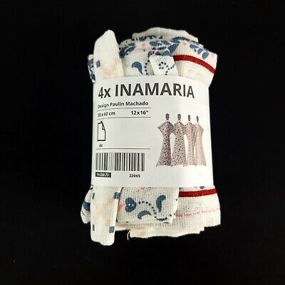 IKEA Inamaria 4 Pack Dish Towel Floral 12x16'' New
