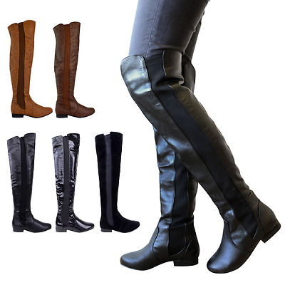 wide calf over the knee flat boots