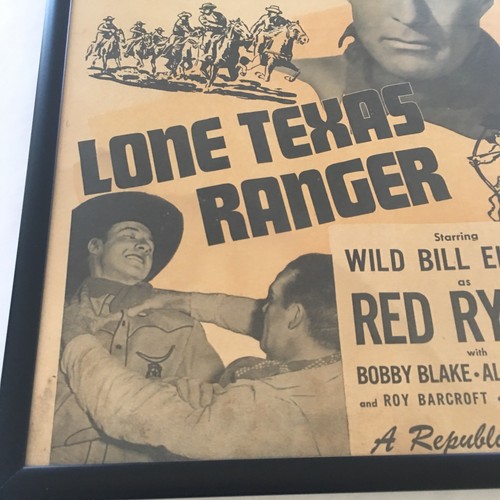 Lone Texas Ranger Movie Lobby Card Window Size Republic 1945 Vintage Framed