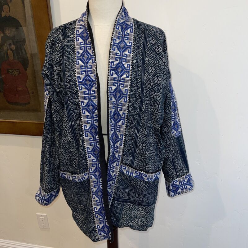 Volup Vintage Reversible Batik and embroidered Jacket Ethnic Print The Blues