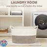 YOUDENOVA Large Laundry Hamper Blanket Basket，21.6''×14.9''×19.6'' Cotton Rope Woven Laundry Basket for Organizing, Rectangle Toy Basket for Living Room, Bedroom
