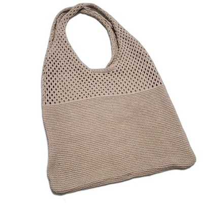crochet beach bag summer tote purse khaki NEW never used without tags