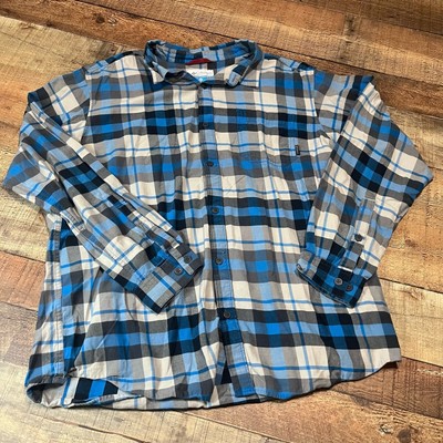Columbia | Men's 100% Cotton Blue Gray Plaid Long Sleeve Button Down Sz XL