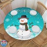 Fiokroo Winter Xmas Snowman Tablecloth with Elastic Edge, Round Table Cloth Christmas Washable Reusable Table Cover for Kitchen Dining Party Picnic, Medium