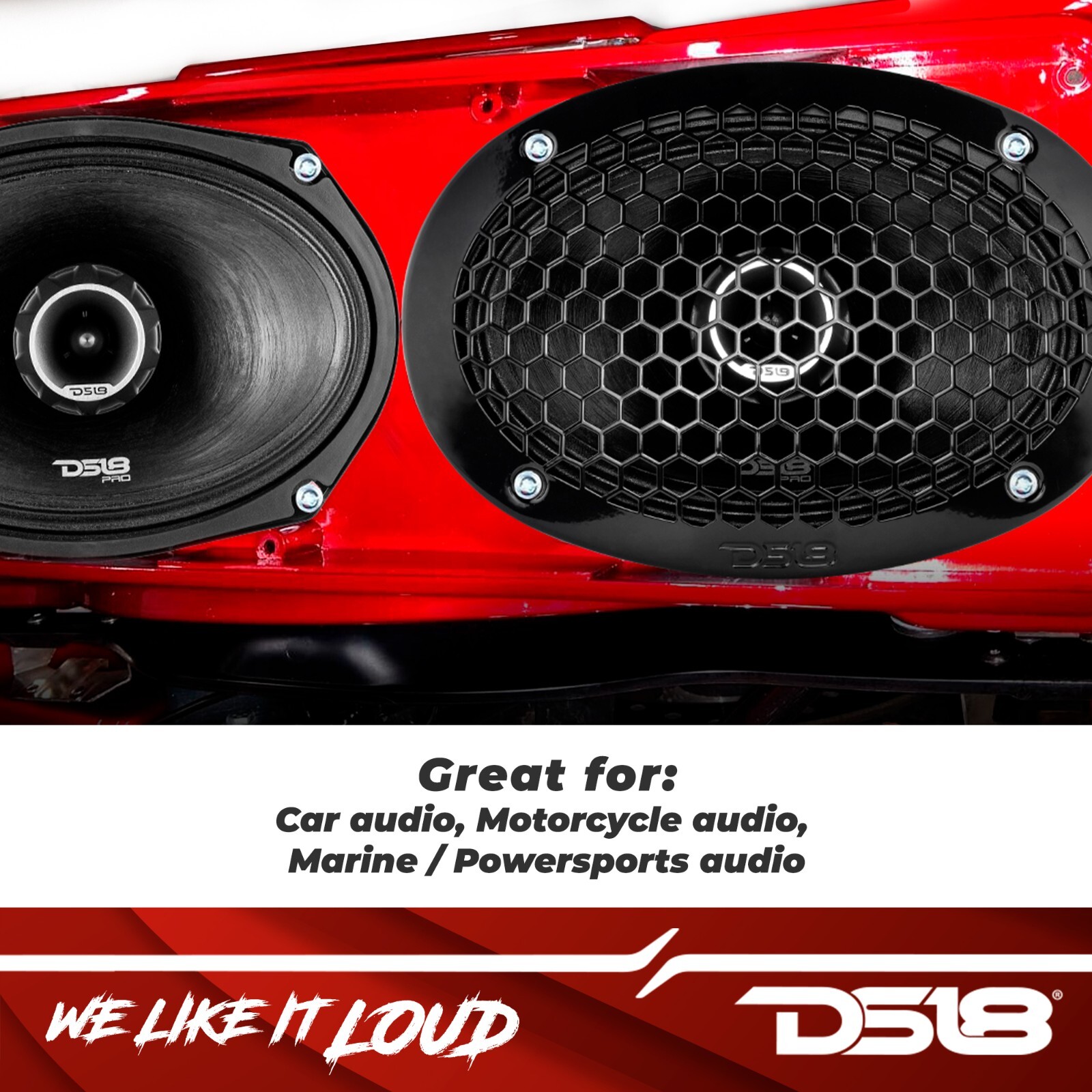 DS18 PRO-ZT 6x9" Mid-Range Loudspeaker with Bullet Tweeter 550W Water Resistant
