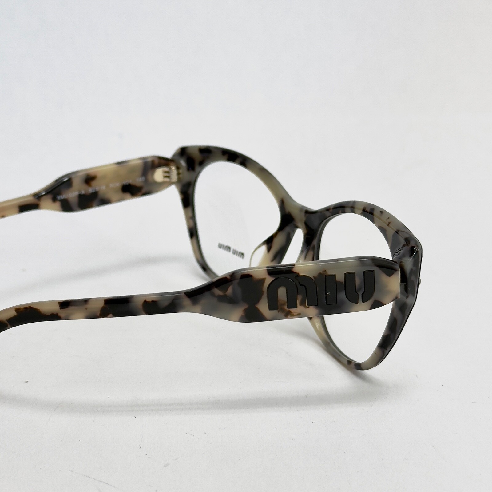 Pre-owned Miu Miu Logomania Crystal 02r Black Sand Havana 52mm Eyeglasses Frame Mu02rv In Demo Lens