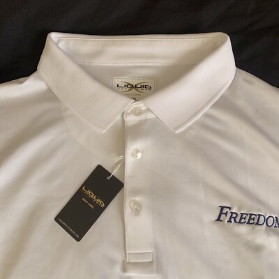 Freedom Luxury Yacht Boating Uniform Gold Golf Polo Shirt Sz 2XL White Stretch