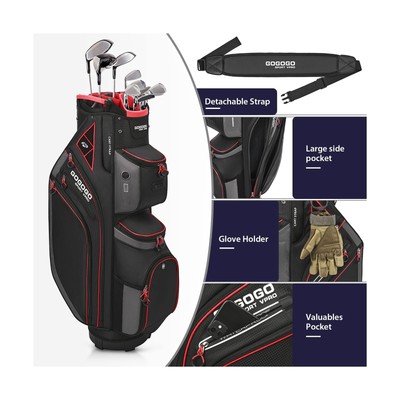 Gogogo Sport Vpro Golf Cart Bag, 14 Way Top Full Length Divider, Golf Club Ba...