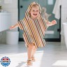 CoolaPeach Toddler and Kids Hooded Bath and Beach Towel - Microfiber Wearable Poncho, Soft Quick-Drying | 1-1.2m Height Fit | for Bathroom, Pool, Beach(Stripe)