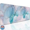 Cyan Blue Marble Desk Pad Mouse Pad,Large XL Mouse Mat with Stitched Edges,Non-Slip Rubber Base Mousepad for Office PC Keyboard Laptop and Home Work Desk Mat(27.5X11.8 in)