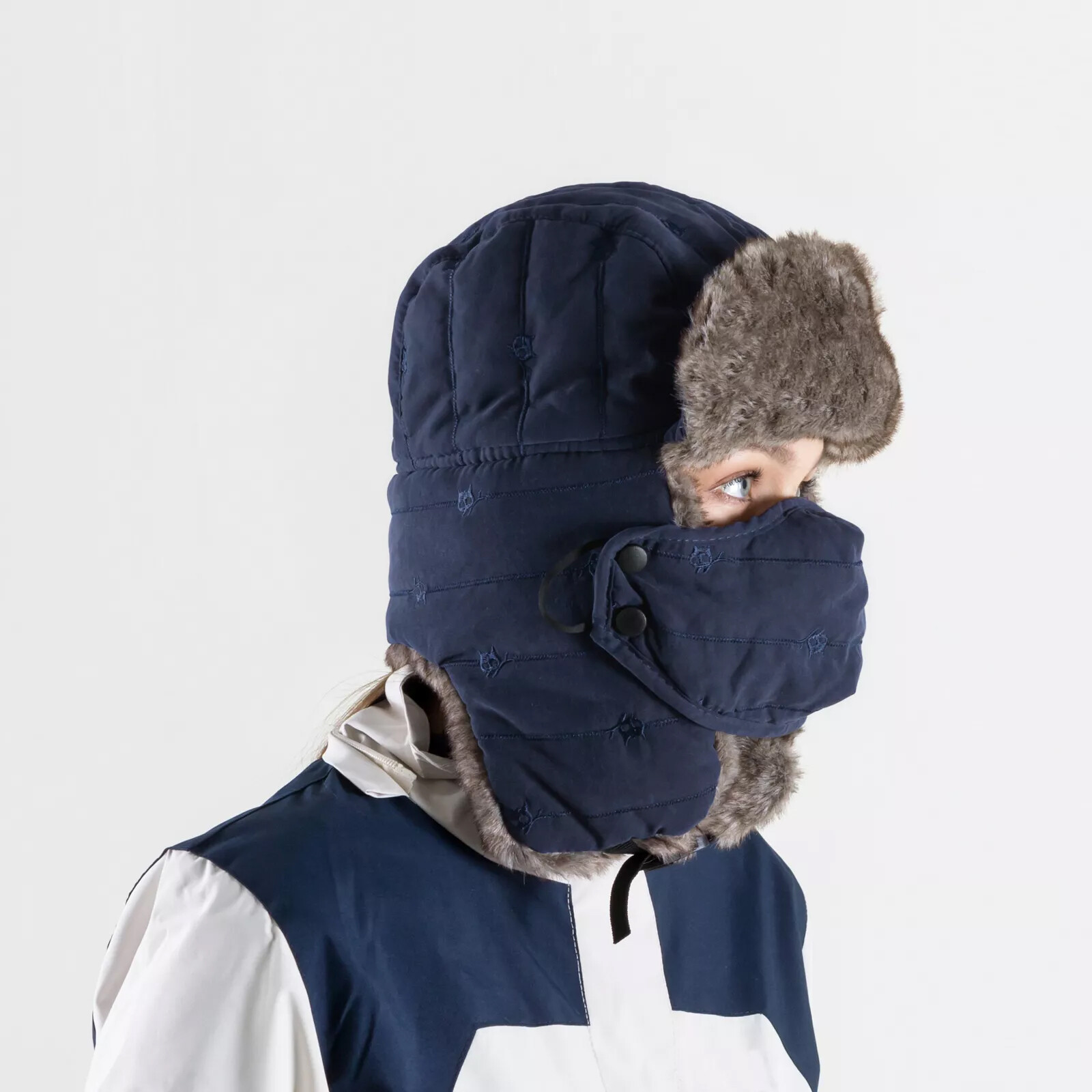 Winter Thermal Fur Lined Aviator Hat with Ear Flap Full Face Cover for Men Women