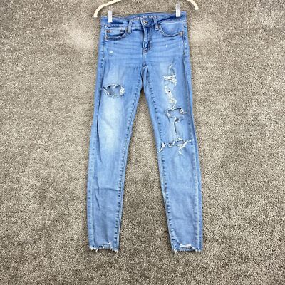 American Eagle Next Level Stretch Jegging Jeans Women's 2R Low Rise Distressed