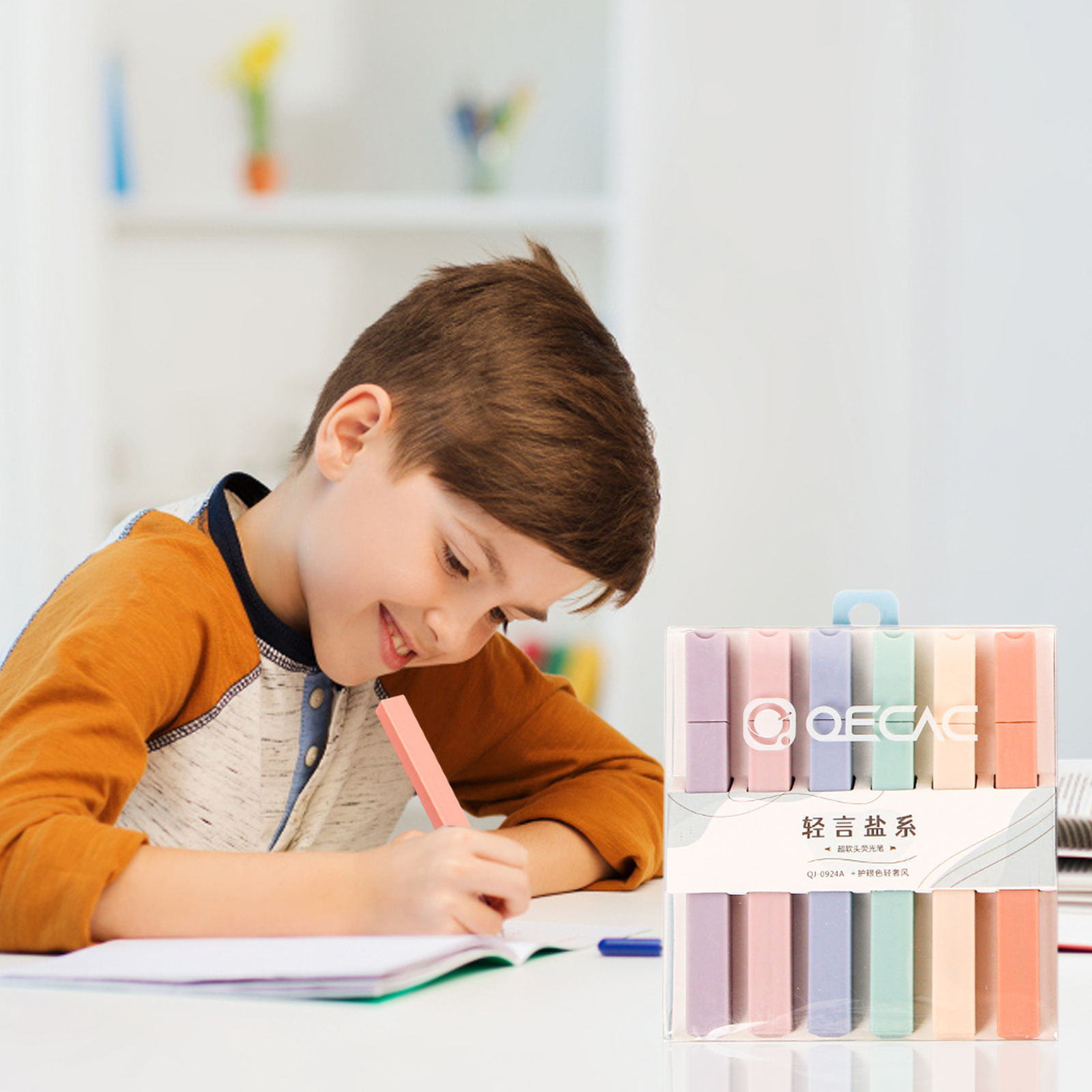 Highlighters with Chisel Tip Macron 6 Assorted Pastel Colors Marker Pens Set
