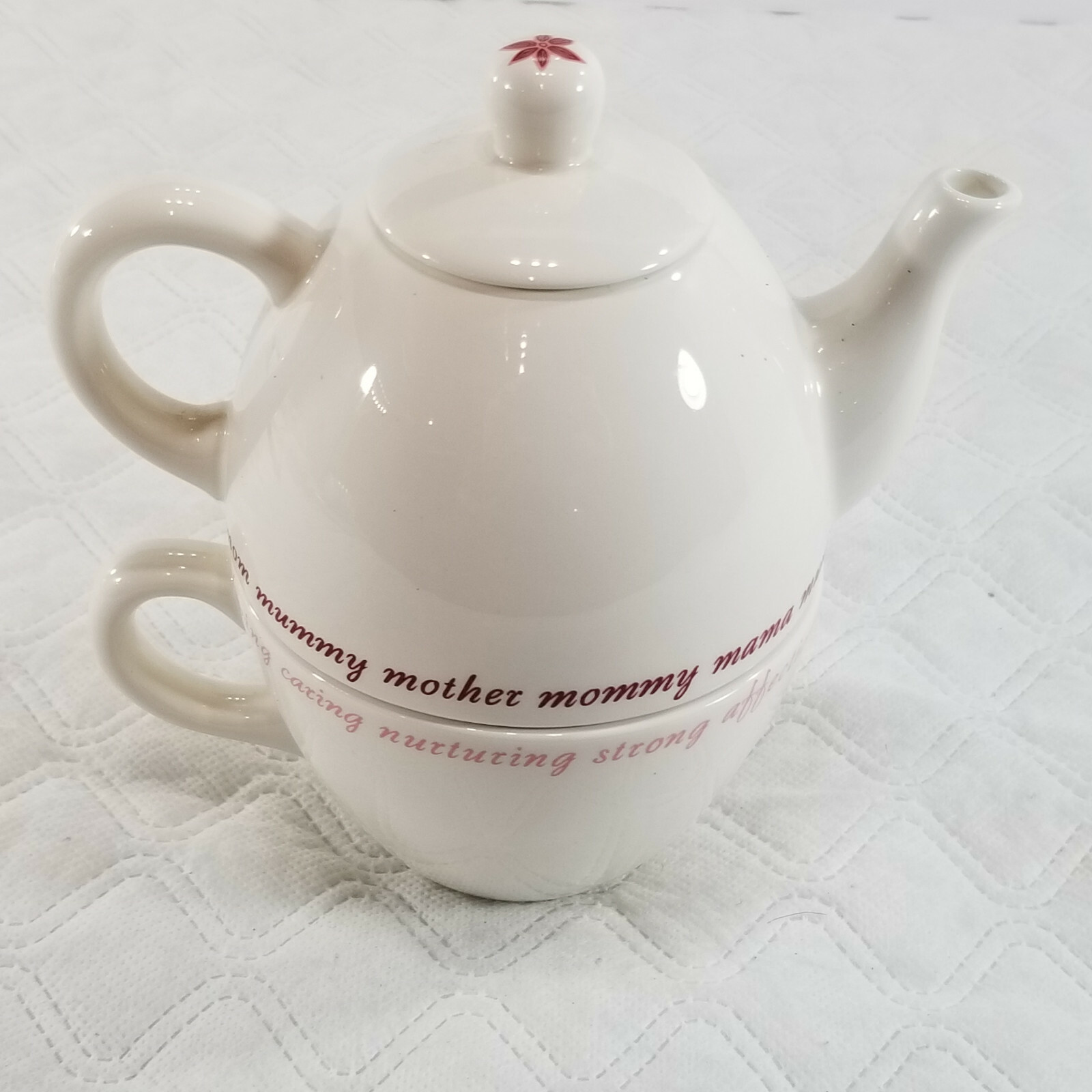 Lid Cup Stackable Pink Red White Mom