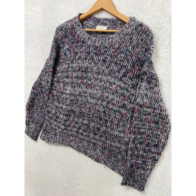 LOFT Outlet Multicolored Speckled Knit Grandpa Sweater Crew Neck Long Sleeve  S