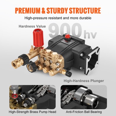 VEVOR Pressure Washer Pump Power Washer Pump 3/4" Horizontal 3300 PSI 3.0 GPM