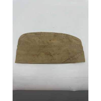 Vintage Military Garrison Cap Khaki Cotton Field Hat DIRTY SEE PHOTOS
