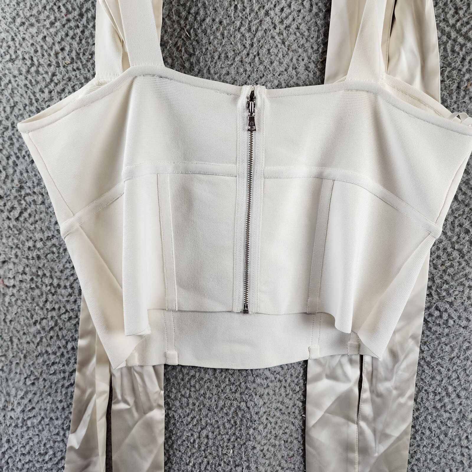 BCBGMAXAZRIA Cropped Corset Top Women's L Gardenia Sweetheart Neck Back Zip - Picture 13 of 14