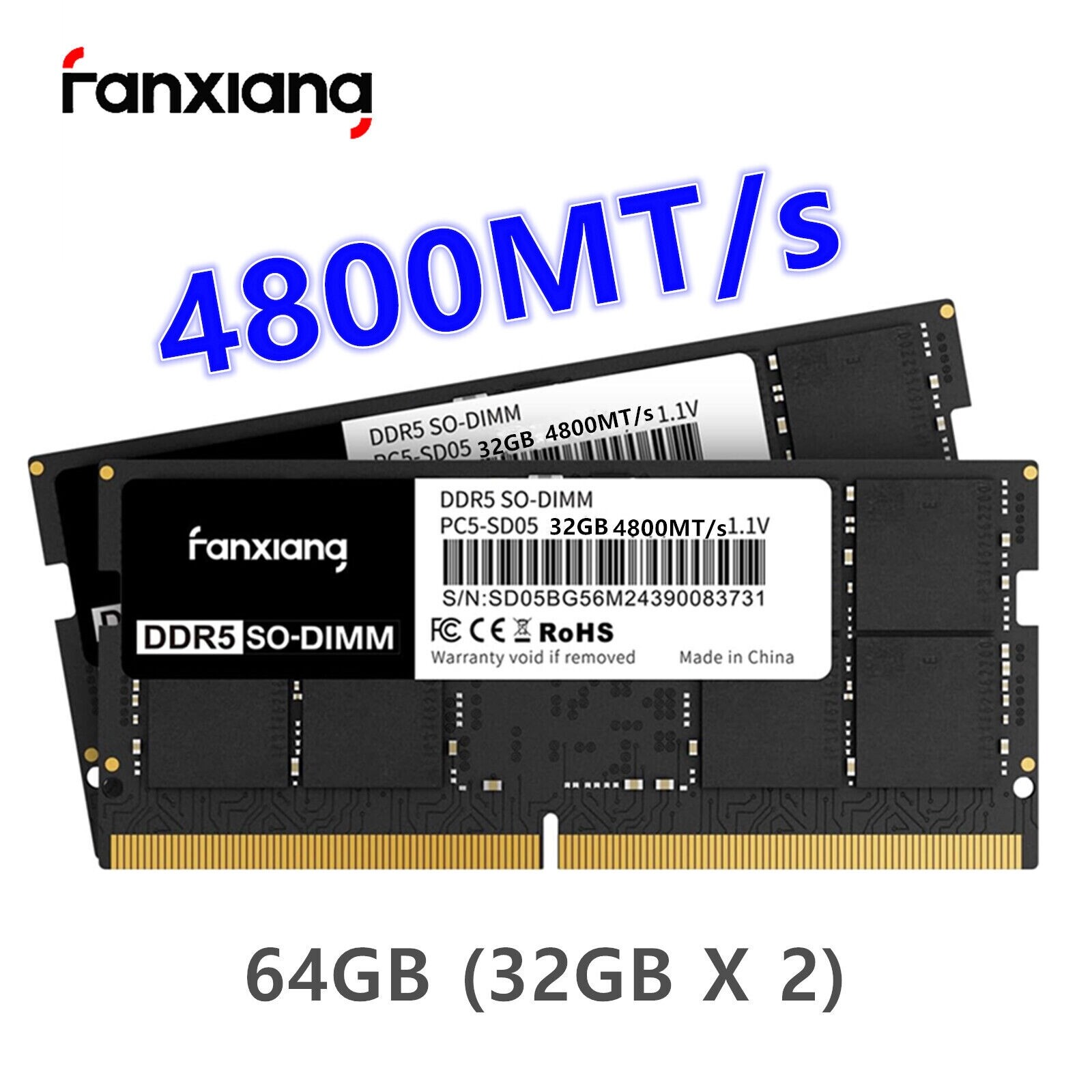 Fanxiang 64GB (2x32GB) DDR5 4800MHz 262 Pin SODIMM Memory