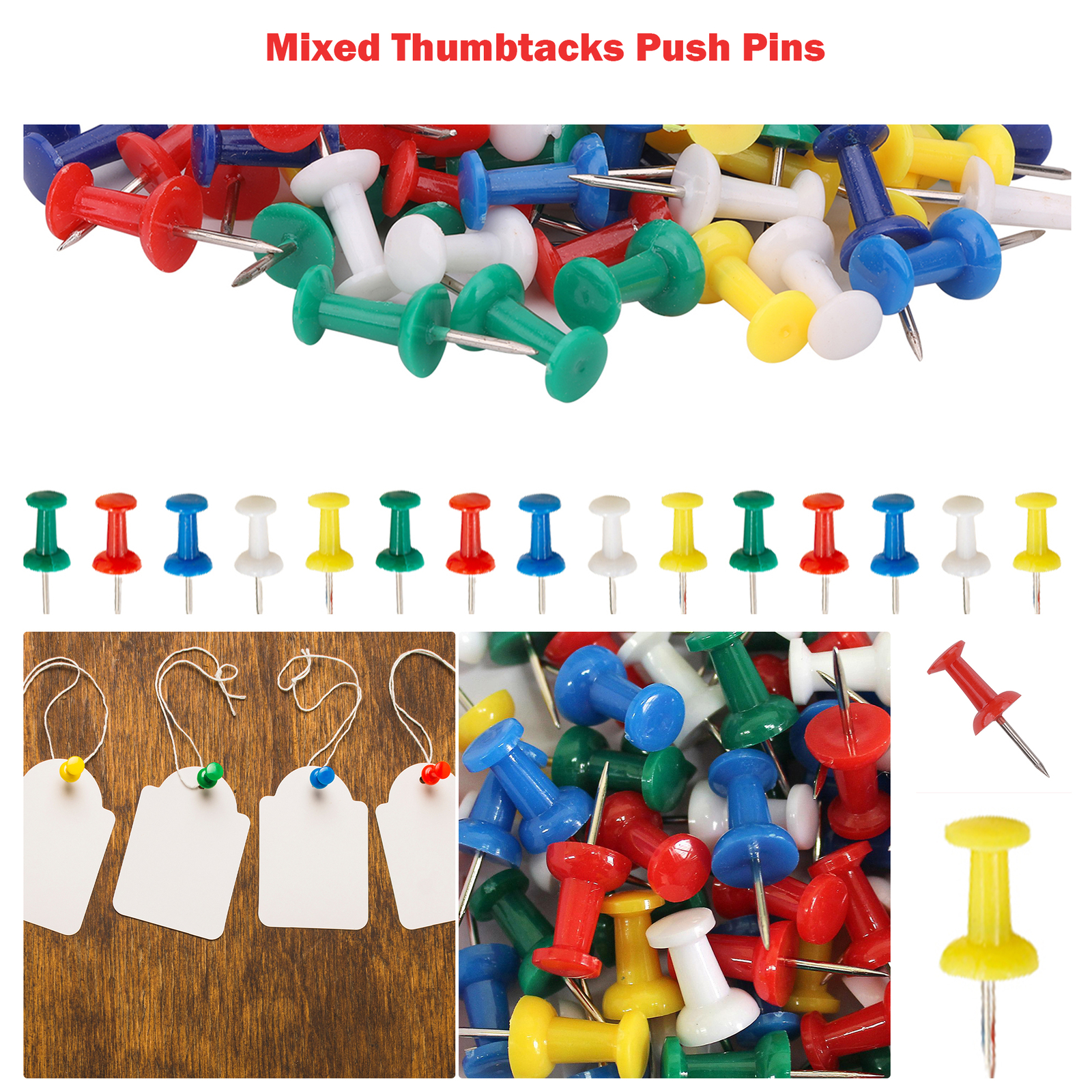 100 Mix Color Push Pins Notice Cork Felt Board Map Thumb Tacks Flag Desk Drawing